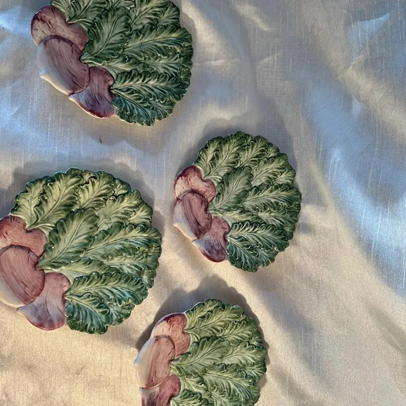 Fits And Floyd Set Of 4 Vintage Radish Salad Plates - Picture 2 of 7